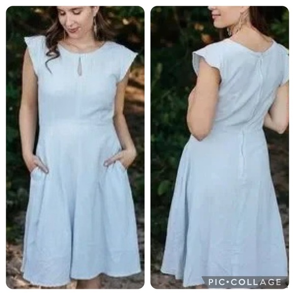 Mata Traders size XS Corsica Light Blue Flutter Dress - Picture 1 of 16